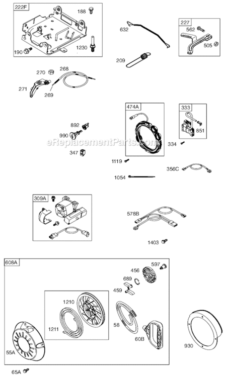 Page D Diagram and Parts List for 15Z100 0111 Briggs and Stratton Engine